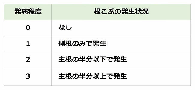 DRC診断における根こぶ病の発病程度分類